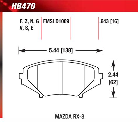 Hawk HPS Brake Pads HB470F.643 04 09 Mazda RX 8 06 07  
