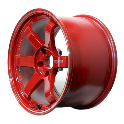 Volk Racing TE37 RT Wheel in Burning Red with Diamond-Cut rim - Side View