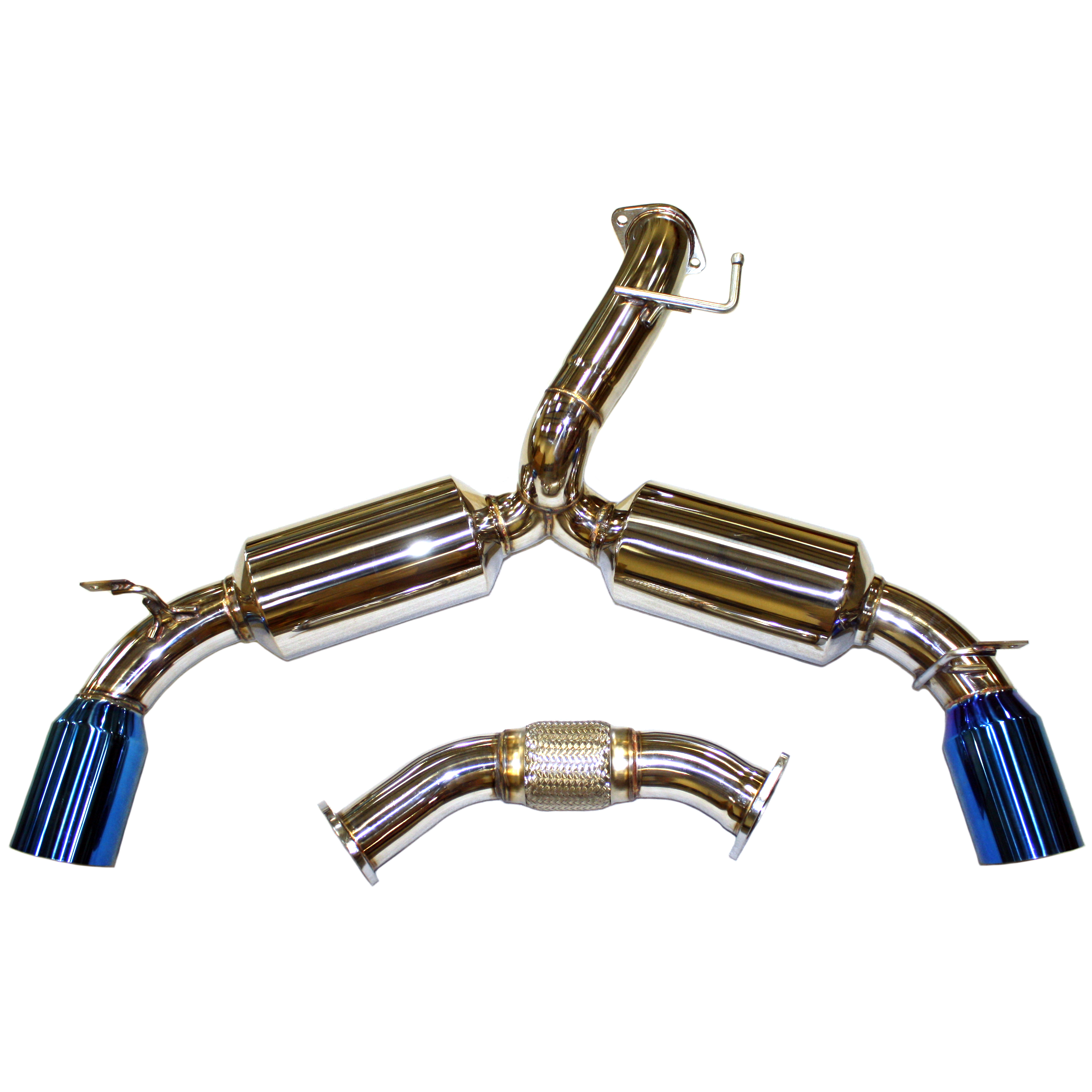 STAINLESS STEEL CATBACK EXHAUST BLUE TI COATED TIPS FOR 90-99 TOYOTA